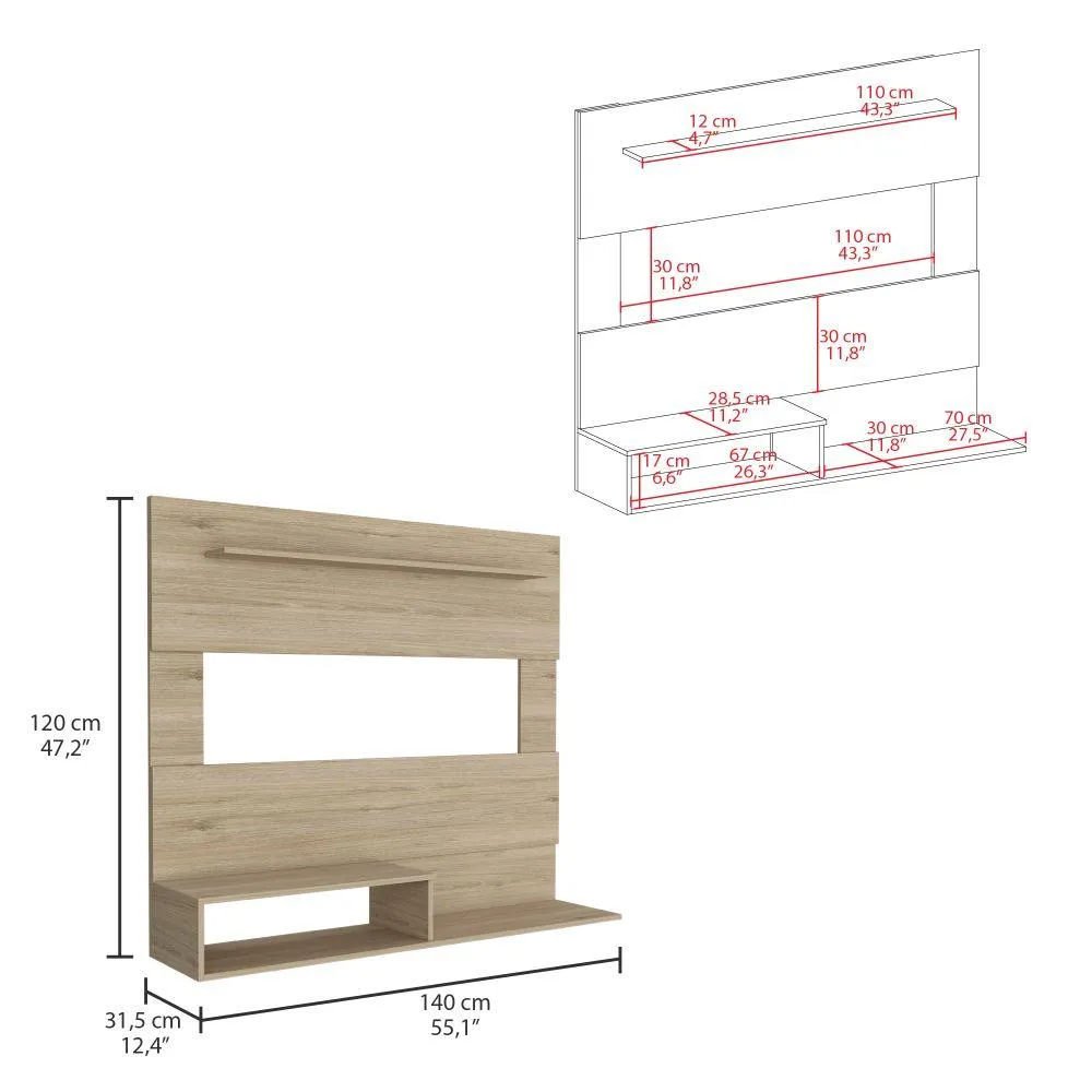 Panel De Tv Ascher, Beige, Con Espacio Para Televisor De Hasta 55 Pulgadas 